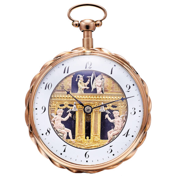 Gold quarter repeating automaton pocket watch Circa 1810-1820