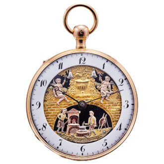 Swiss quarter repeating automaton pocket watch Circa 1810-1820