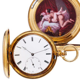 Gold-plated lever watch with concealed erotic scene Circa 1860
