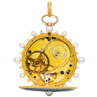 French gold watch studded with diamonds and pearls Circa 1810
