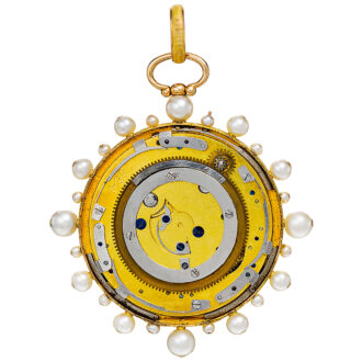 French gold watch studded with diamonds and pearls Circa 1810