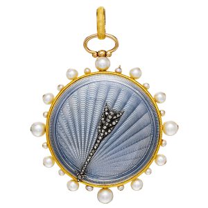 French gold watch studded with diamonds and pearls Circa 1810