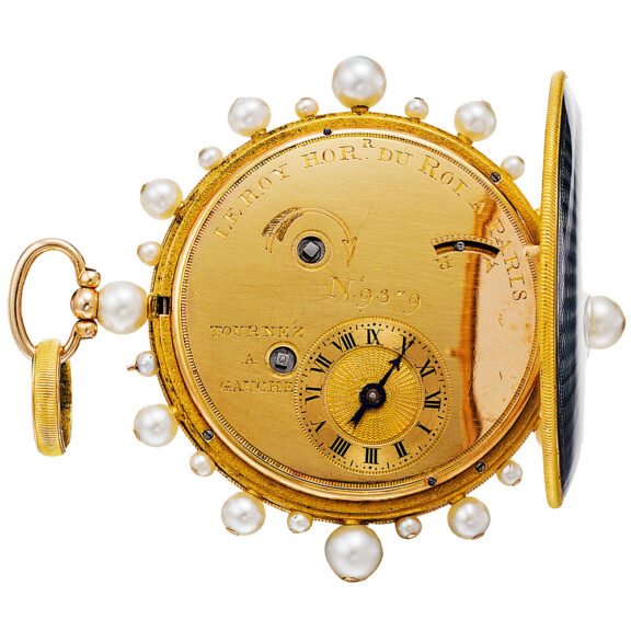 French gold watch studded with diamonds and pearls Circa 1810 French gold watch studded with diamonds and pearls Circa 1810