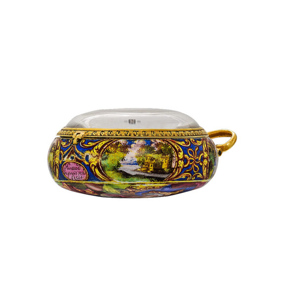 English gold and enamel double cased verge pocket watch Circa 1685 English gold and enamel double cased verge pocket watch Circa 1685