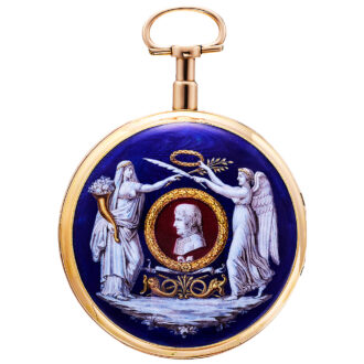 Swiss gold enamel repeating automaton pocket watch Circa 1795
