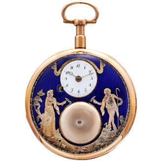 Swiss gold enamel repeating automaton pocket watch Circa 1795