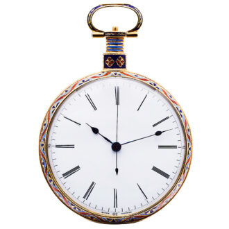 Swiss gold and enamel centre seconds dupex watch Circa 1840 Swiss gold and enamel centre seconds dupex watch Circa 1840