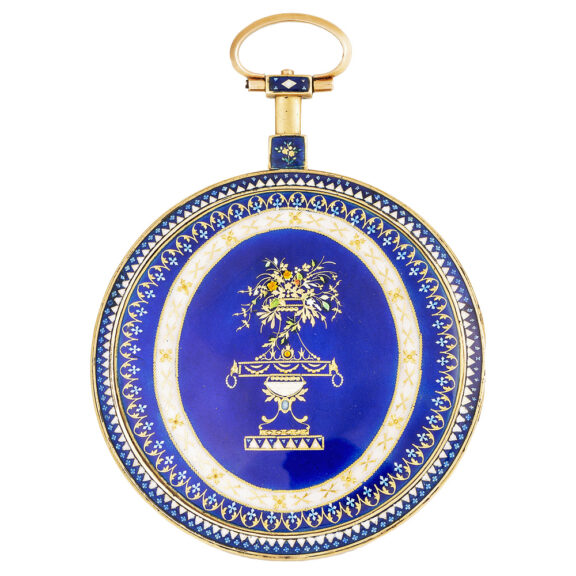 Swiss gold and enamel decorative ultra-thin pocket watch Circa 1790 Swiss gold and enamel decorative ultra-thin pocket watch Circa 1790