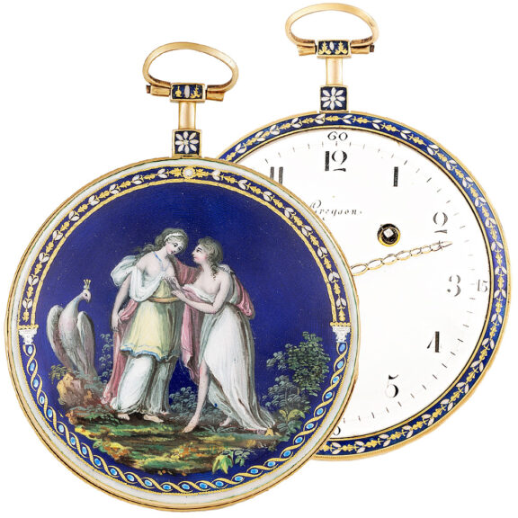 French decorative ultra thin gold and enamel pocket watch Circa 1790 French decorative ultra thin gold and enamel pocket watch Circa 1790