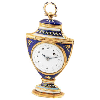 Swiss rare gold and enamel form-watch in the shape of an urn Circa 1790 Swiss rare gold and enamel form-watch in the shape of an urn Circa 1790