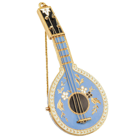 Gold and enamel mandolin form-watch Circa 1800-1810 Gold and enamel mandolin form-watch Circa 1800-1810