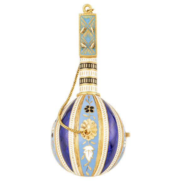 Gold and enamel mandolin form-watch Circa 1800-1810 Gold and enamel mandolin form-watch Circa 1800-1810