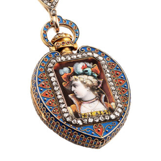 French gold Revival pendant watch with chatelaine Circa 1870