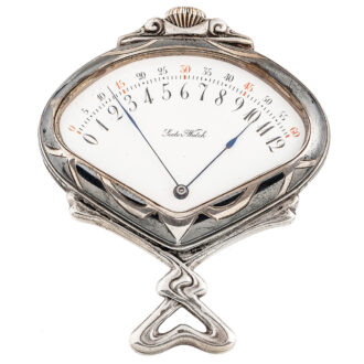 Swiss niëllo silver fan shaped Art Nouveau watch Circa 1910 Swiss niëllo silver fan shaped Art Nouveau watch Circa 1910