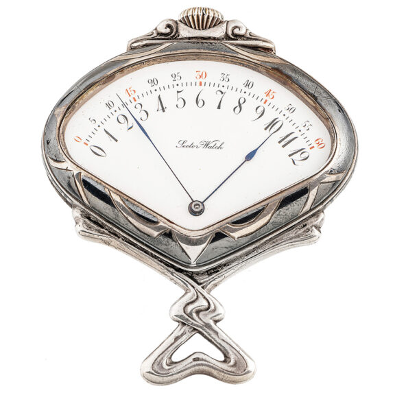 Swiss niëllo silver fan shaped Art Nouveau watch Circa 1910 Swiss niëllo silver fan shaped Art Nouveau watch Circa 1910