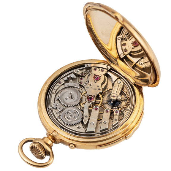 Swiss gold minute-repeating hunting cased pocket watch Circa 1890 Swiss gold minute-repeating hunting cased pocket watch Circa 1890