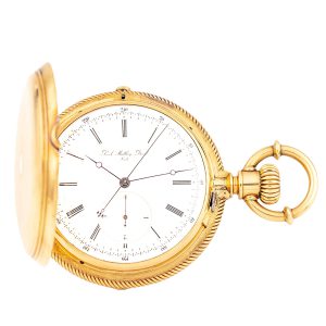 Swiss gold lever with quarter seconds diablotine Circa 1865
