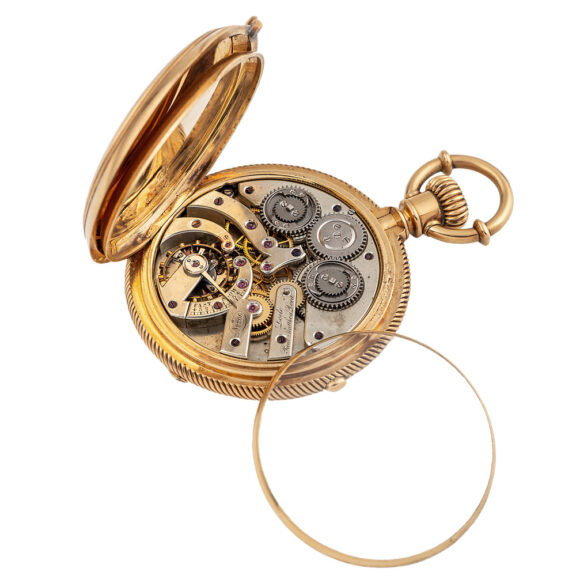 AA0274-300-(2) Swiss gold lever with quarter seconds diablotine Circa 1865