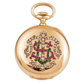 Unique Swiss gold pocket watch with 24-hour indicator Circa 1900