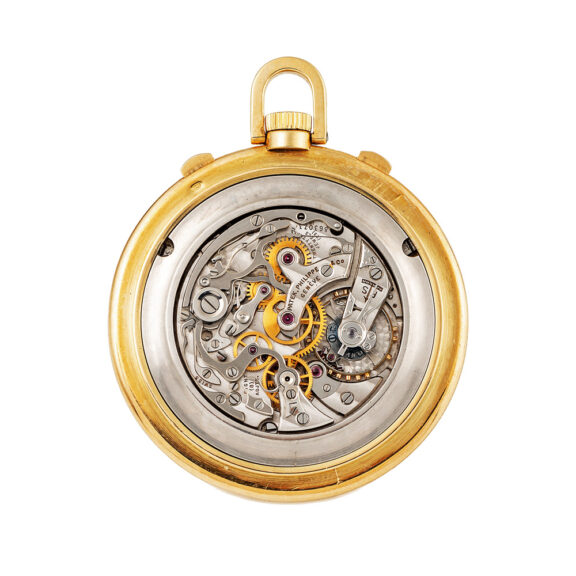Swiss gold Geneva pocket watch with chronograph Circa 1942 Swiss gold Geneva pocket watch with chronograph Circa 1942