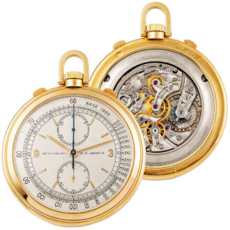 Swiss gold Geneva pocket watch with chronograph Circa 1942