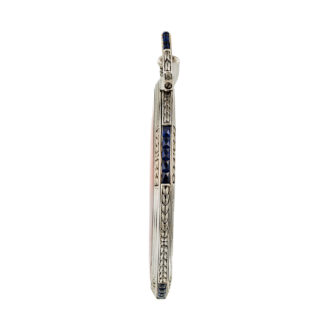 Swiss platinum keyless pocket watch with sapphires