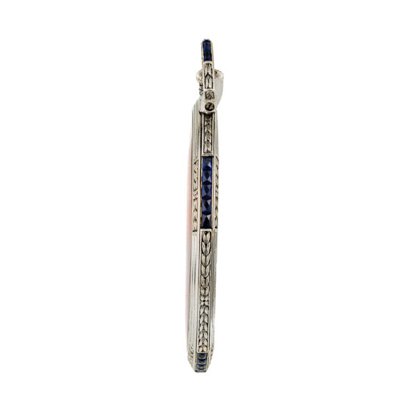 Swiss platinum keyless pocket watch with sapphires Swiss platinum keyless pocket watch with sapphires