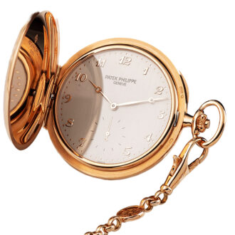 Swiss gold pocket watch with velvet-finished silver dial Circa 2012