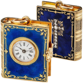 French gold and enamel book-form pendant watch Circa 1850