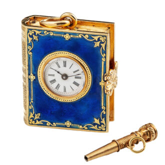 French gold and enamel book-form pendant watch Circa 1850
