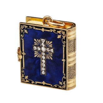 French gold and enamel book-form pendant watch Circa 1850