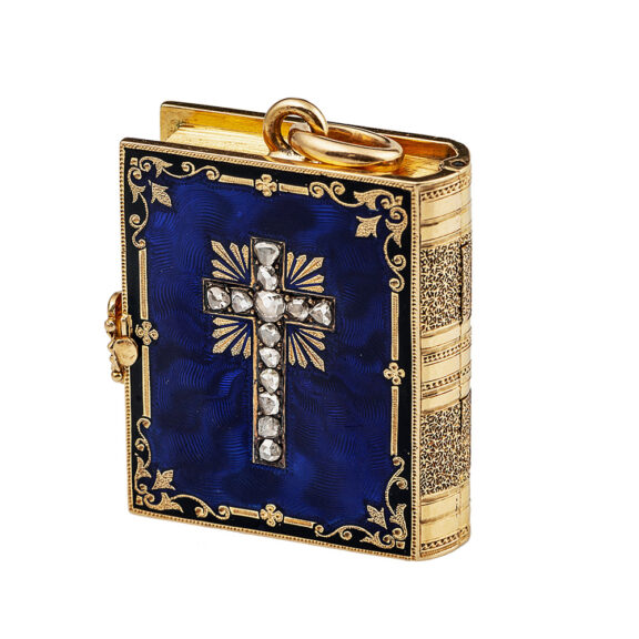 French gold and enamel book-form pendant watch Circa 1850 French gold and enamel book-form pendant watch Circa 1850
