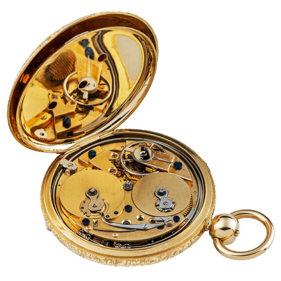 Swiss 18K gold clock watch with Grande & Petit Sonnerie Circa 1870 Swiss 18K gold clock watch with Grande & Petit Sonnerie Circa 1870