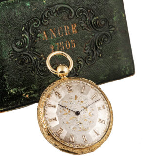 Swiss 18K gold clock watch with Grande & Petit Sonnerie Circa 1870