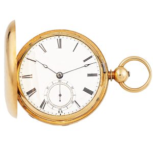 English 18K gold hunting cased pocket watch Circa 1850