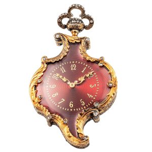 Silvered and enamel form watch designed as a tree leaf Circa 1890