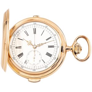 Swiss gold repeating pocket watch with chronograph Circa 1910