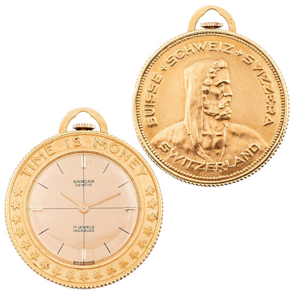 Fine Swiss 18 Carat yellow gold medallion coin watch Circa 1965