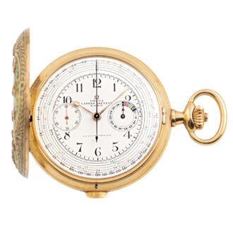 Rare Swiss gold enamel chronograph with tachy scale Circa 1919 Rare Swiss gold enamel chronograph with tachy scale Circa 1919