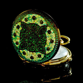 Rare Swiss gold enamel chronograph with tachy scale Circa 1919 Rare Swiss gold enamel chronograph with tachy scale Circa 1919