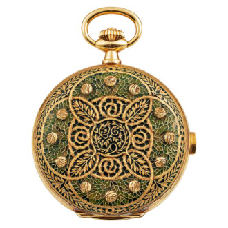 Rare Swiss gold enamel chronograph with tachy scale Circa 1919 Rare Swiss gold enamel chronograph with tachy scale Circa 1919
