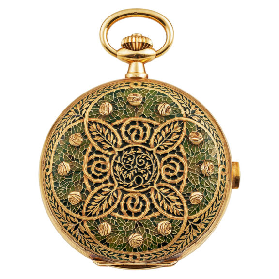 Rare Swiss gold enamel chronograph with tachy scale Circa 1919 Rare Swiss gold enamel chronograph with tachy scale Circa 1919