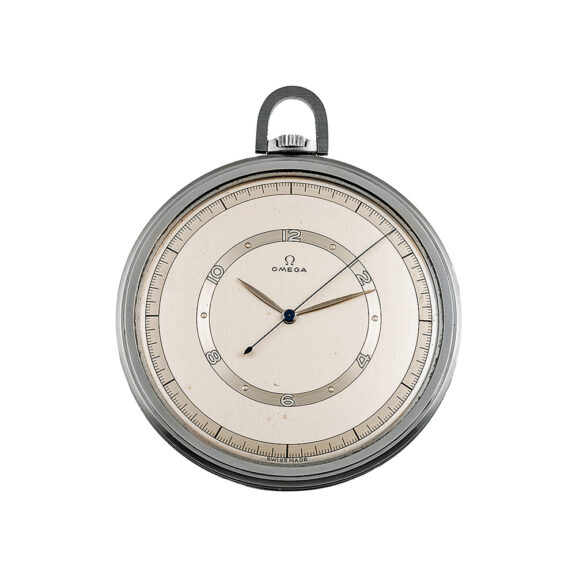 Swiss stainless steel Art Deco lever pocket watch Circa 1940