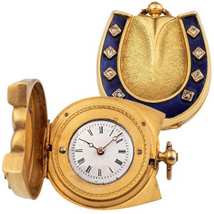Swiss hunting cased horseshoe pendant watch Circa 1810