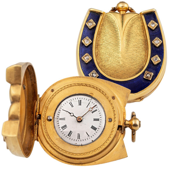 Swiss hunting cased horseshoe pendant watch Circa 1810