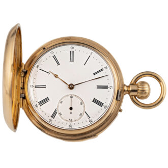 Swiss gold half hunting cased minute repeating watch Circa 1865