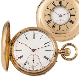 Swiss gold half hunting cased minute repeating watch Circa 1865