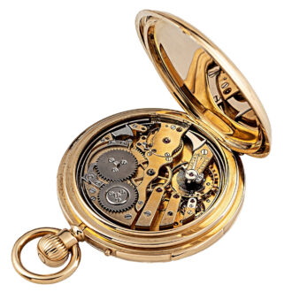Swiss gold half hunting cased minute repeating watch Circa 1865