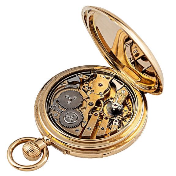 Swiss gold half hunting cased minute repeating watch Circa 1865 Swiss gold half hunting cased minute repeating watch Circa 1865