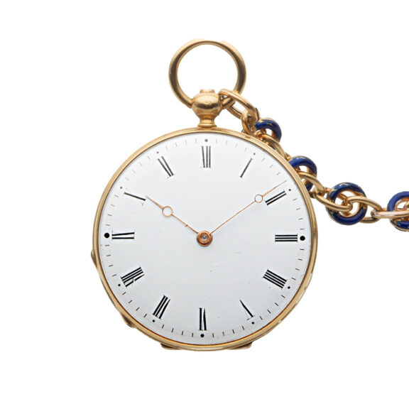 French gold open faced pocket watch with châtelaine Circa 1854